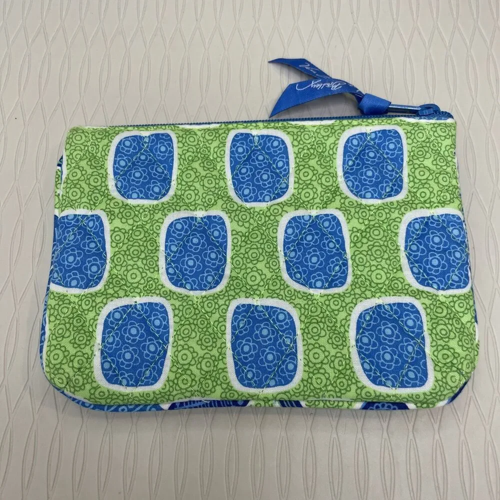 Vera Bradley Square Floral Pattern Clutch Zip Wallet Blue Green 7